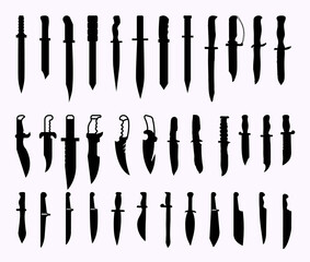 Knife Collection Silhouettes premium vector