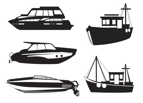  Boat collection Silhouettes premium vector