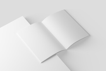 A4 A5 Magazine Brochure 3D Rendering White Blank Mockup