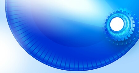 Background gear and circles 3d perspective design template blue gradient color vector