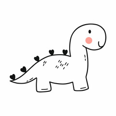 Cute dinosaur. Baby dino. Vector doodle illustration for a child. Coloring book.