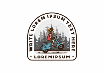 Standing scooter in the forest illustration