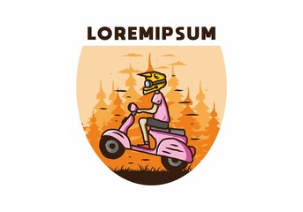 Standing scooter in the forest illustration