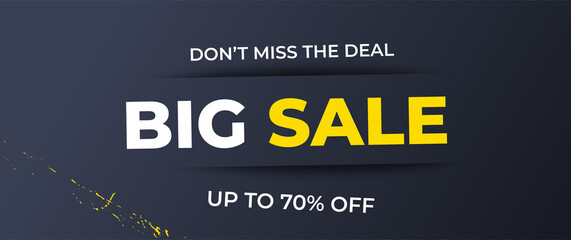 Fototapeta premium Web Sale black banner template design, Big sale special up to 75% off. Super Sale, special offer banner.