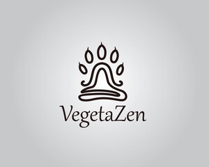 Sitting Pose Yoga or meditation line art, abstract yoga pose with animal paws logo design