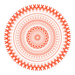 Unique and abstract orange colored mandala design