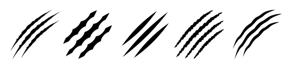 Claw scratches icon vector set. Wild animal claws marks 