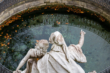 Naklejka premium View on the spring of the Danube river. With sculpture 