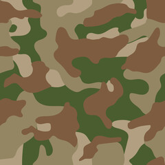 Fototapeta premium Vector military camouflage repeat seamless pattern background. Vector illustration. Great use for military fabric, army dress, theme dressmaking, etc. 