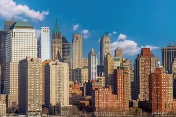 Fototapeta na wymiar Manhattan city skyline cityscape of New York from New Jersey