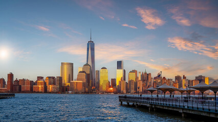 Manhattan city skyline cityscape of New York from New Jersey