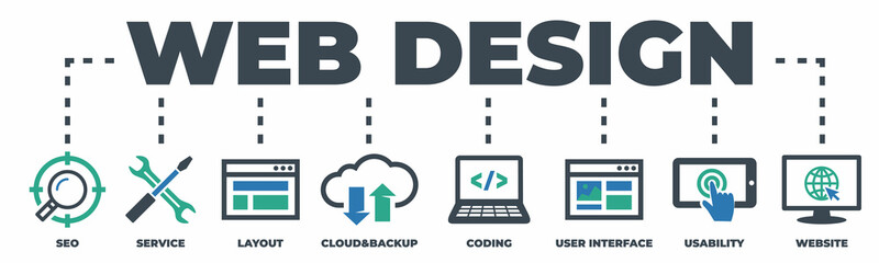 WEB DESIGN Concept with icons and signs