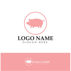 pig logo, pork cooking, pork oil and pork food restaurant icon. With vector icon concept