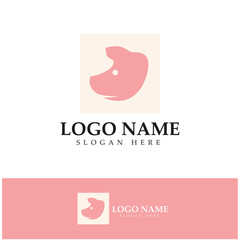 pig logo, pork cooking, pork oil and pork food restaurant icon. With vector icon concept