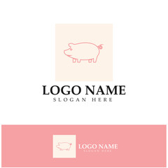 pig logo, pork cooking, pork oil and pork food restaurant icon. With vector icon concept