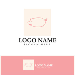 pig logo, pork cooking, pork oil and pork food restaurant icon. With vector icon concept