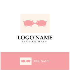 pig logo, pork cooking, pork oil and pork food restaurant icon. With vector icon concept