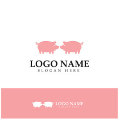 pig logo, pork cooking, pork oil and pork food restaurant icon. With vector icon concept
