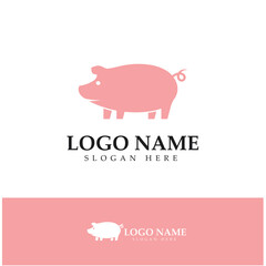 pig logo, pork cooking, pork oil and pork food restaurant icon. With vector icon concept