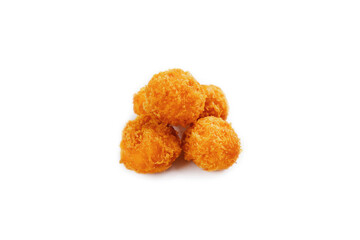 Breaded mozzarella cheese balls isolated on white background