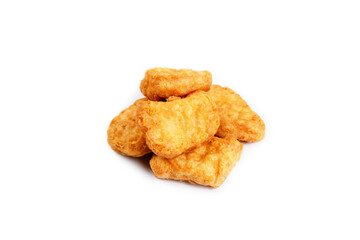 Chicken nuggets deep fried isolated on white background