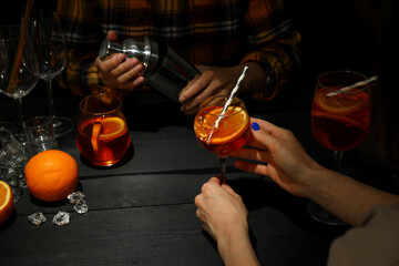 Concept of summer alcohol drink, Aperol Spritz