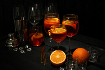 Concept of summer alcohol drink, Aperol Spritz