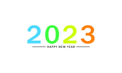 Happy New Year 2023 text design. Cover of business diary for 2023 with wishes. Brochure design template, card, banner. Vector illustration. Isolated on white background.