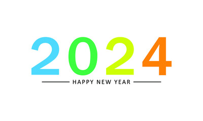Happy new year 2024. Typography logo 2024 vision, 2024 New Year banner