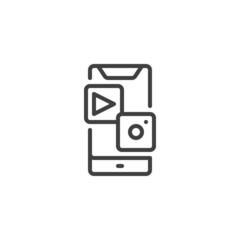 Mobile social media line icon