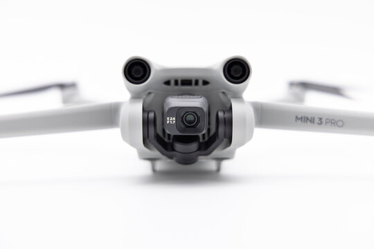 Front part of the DJI Mini 3 Pro drone with camera and gimbal, June 09, 2022, Germany	
