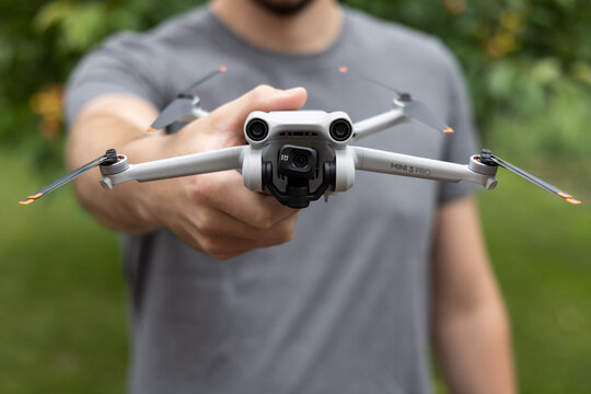 DJI Mini 3 Pro drone held by a person, June 09, 2022, Germany