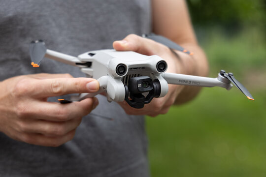 DJI Mini 3 Pro drone getting unfolded, June 09, 2022, Germany