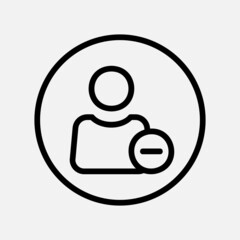 Delete user icon in line style about user interface, use for website mobile app presentation