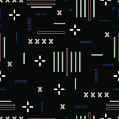 Abstract geometric thin shapes seamless vector pattern