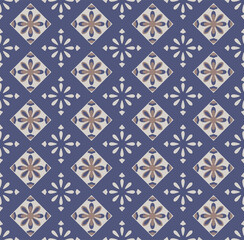 Japanese Square Diamond Flower Vector Seamless Pattern