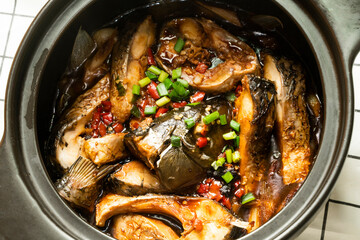 a delicious stewed carp in casserole