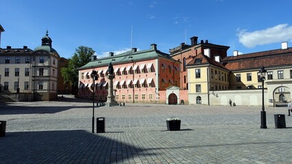 Stockholm, Sweden, 11 June 2022: One of the historic squares in the old town