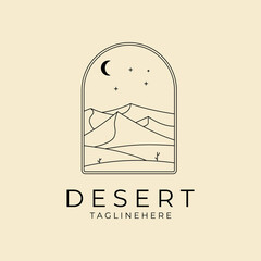 desert badge logo line art vector icon symbol graphic minimalist design illustration