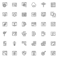 SEO and web line icons set