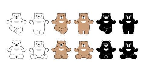 Bear vector polar bear icon logo teddy character cartoon symbol doodle animal illustration design isolated