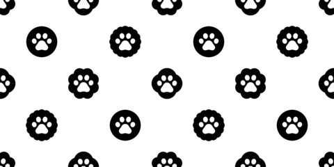 dog paw seamless pattern footprint polka dot vector french bulldog puppy pet breed cartoon doodle repeat wallpaper tile background illustration design isolated