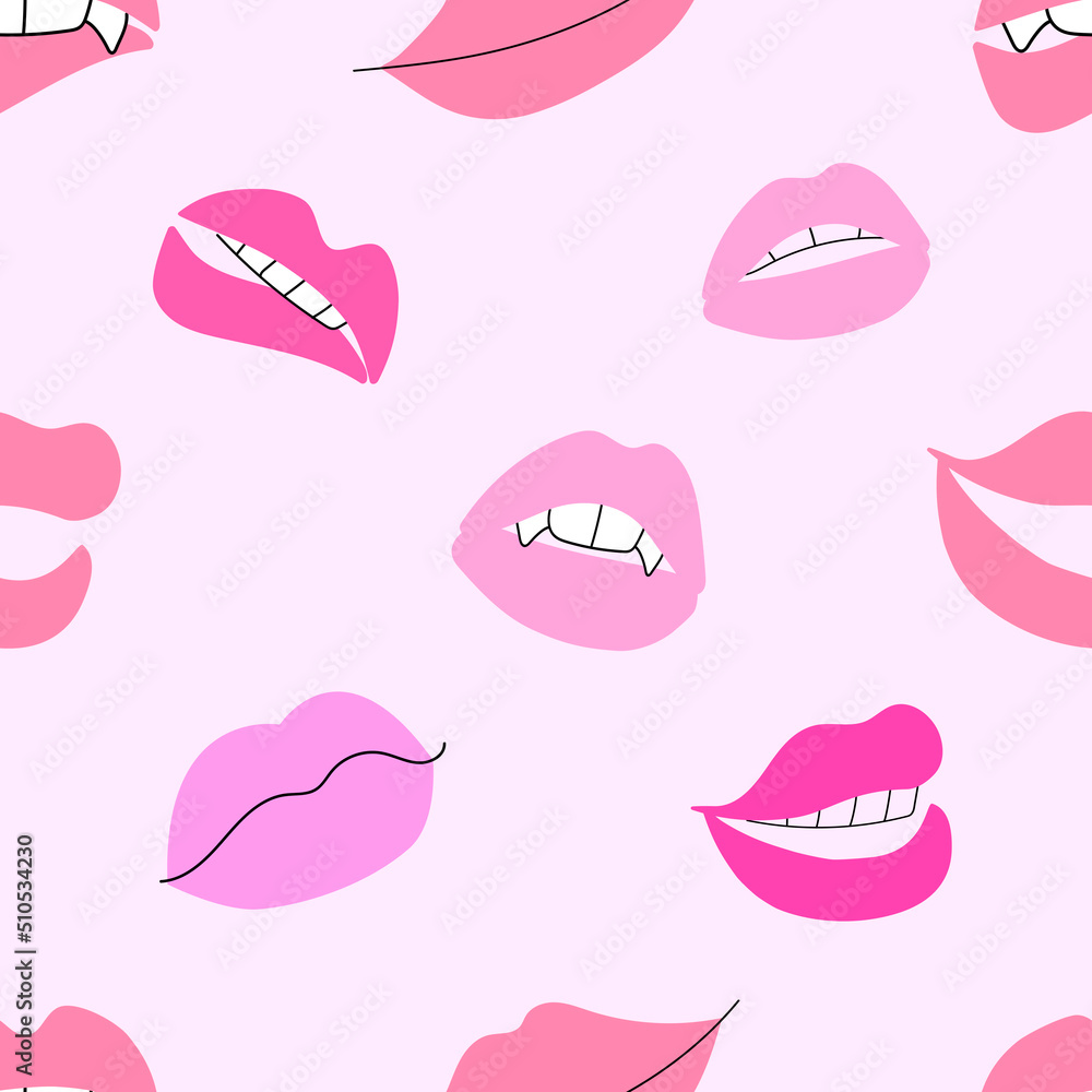 Poster seamless vector pattern with lips. diversity concept.