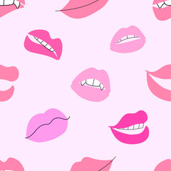 Seamless vector pattern with lips. Diversity concept.