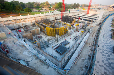 construction site with concrete and steel for new building
