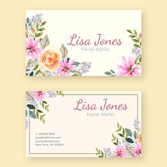 Pink and Orange Roses Floral Business Card Template