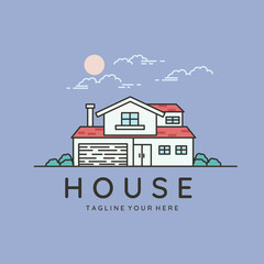 Fototapeta premium simple house line art logo vector symbol illustration design
