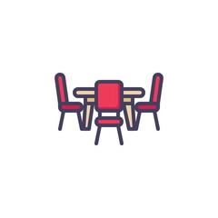 Dining room furniture filled outline icon