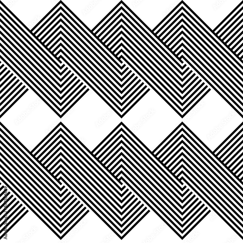 Aufkleber Modern abstract geometric contemporary vector seamless diagonal pattern with simple elements and shapes. Graphic black and white minimalist background.