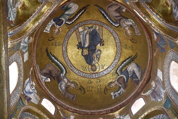 Coupole en mosaïque de l'église de la Martorana à Palerme. Sicile